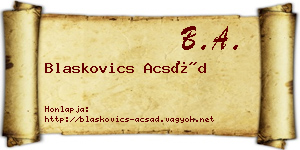 Blaskovics Acsád névjegykártya